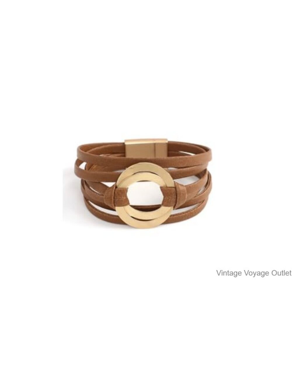 Handmade Leather Wrap Bracelet Women Circle Charm Cuff Bangle Boho Jewelry